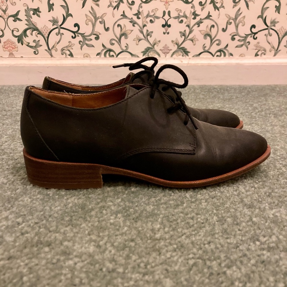 MADEWELL Black Leather Lace-up Frances Oxfords Size 5